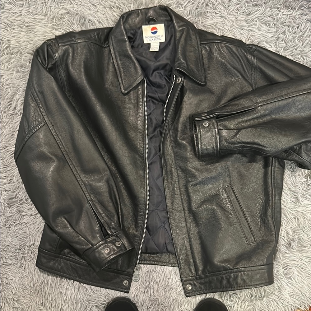 Vintage Pepsi Black Leather Jacket (XL)